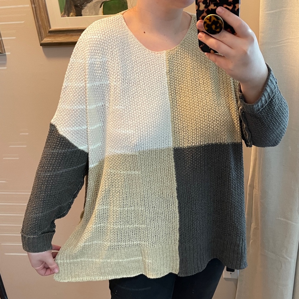 Knit color block sweater